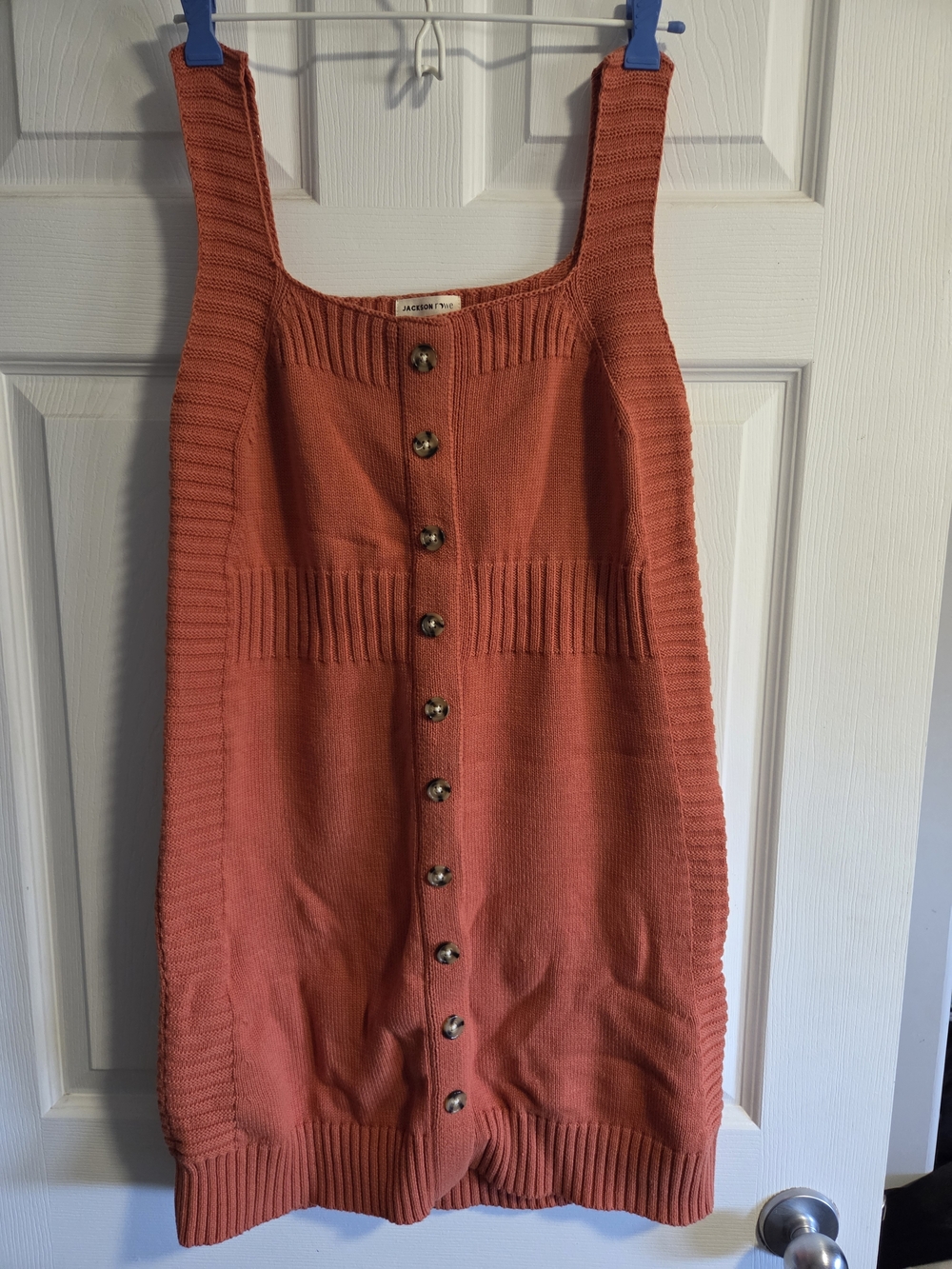 Jackson Rowe Orange Knit Mini Dress with Button Front